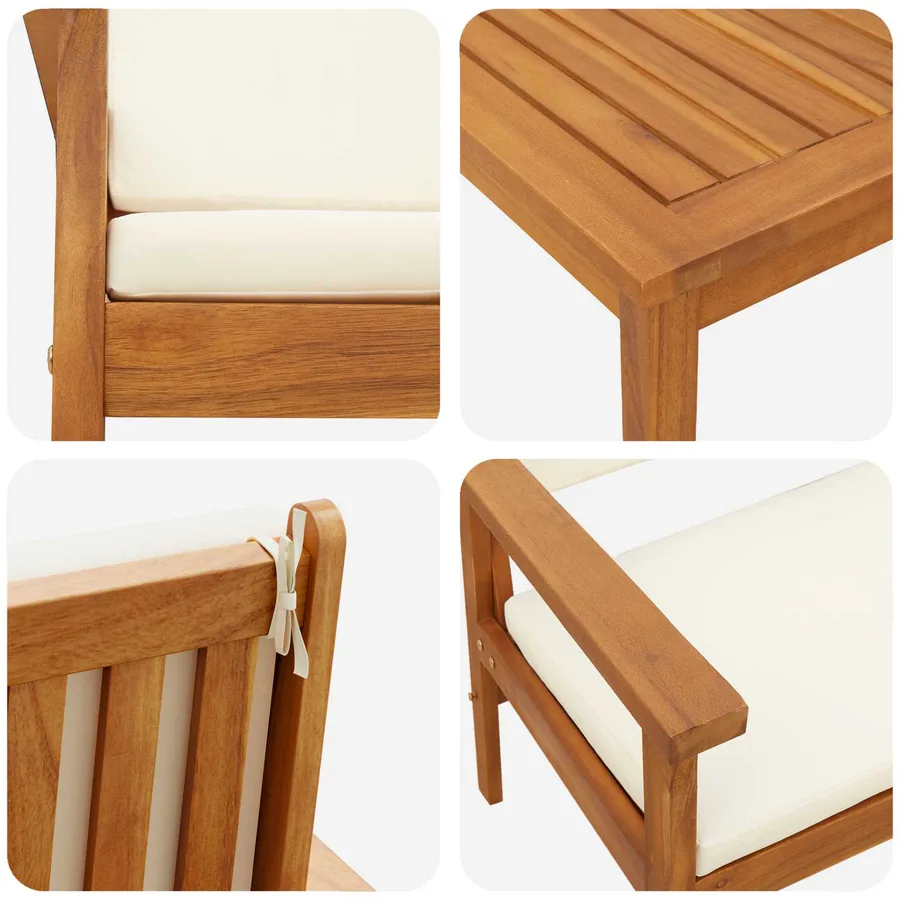 Ensemble de canapé de jardin avec coussin 2 pcs Blanc crème - 7