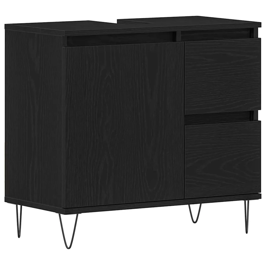 Meuble de Lavabo de Salle de Bain Chêne noir 65 x 33 x 60 cm - 2