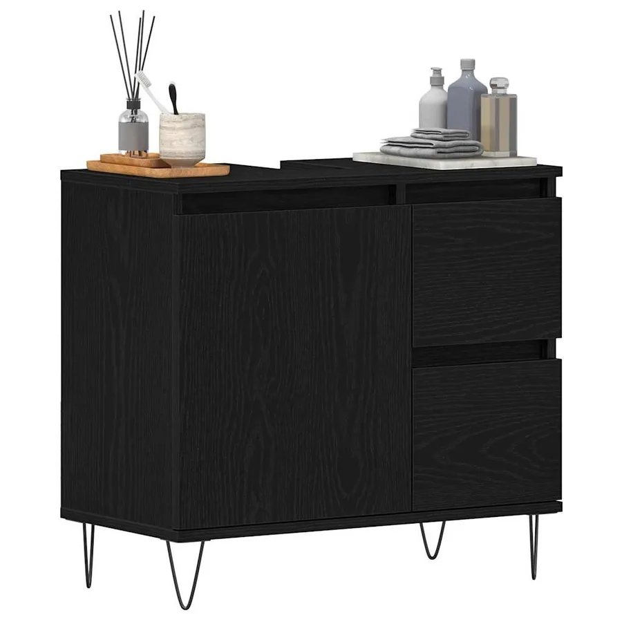 Meuble de Lavabo de Salle de Bain Chêne noir 65 x 33 x 60 cm - 3