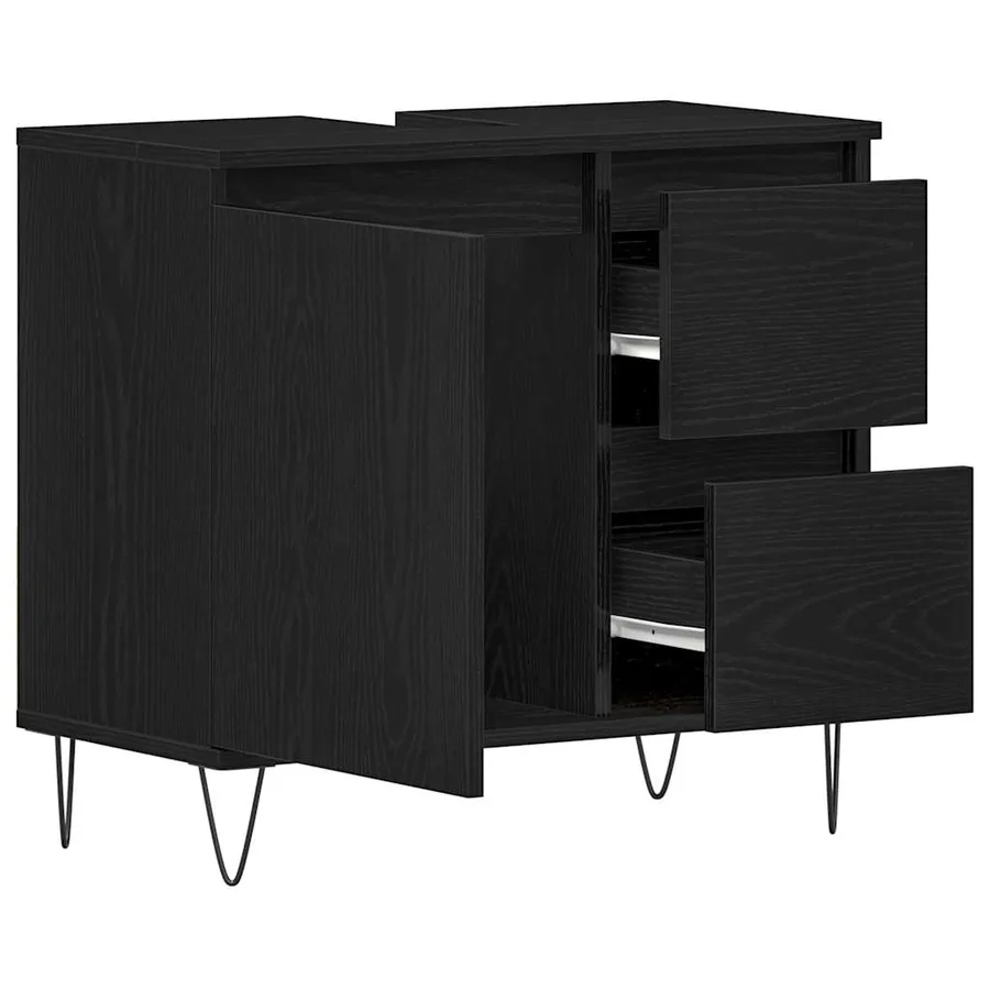 Meuble de Lavabo de Salle de Bain Chêne noir 65 x 33 x 60 cm - 5