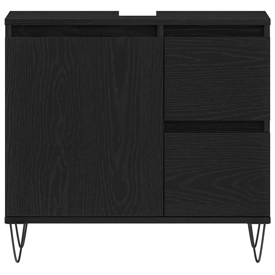 Meuble de Lavabo de Salle de Bain Chêne noir 65 x 33 x 60 cm - 6