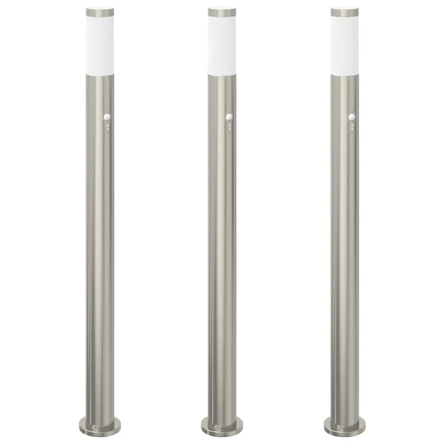 Bornes lumineuses avec détecteur lot de 3 110 cm acier inoxydable IP44 - 2
