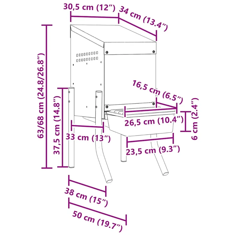 Nichoir à poules1 compartiment avec pieds en acier galvanisé - 9