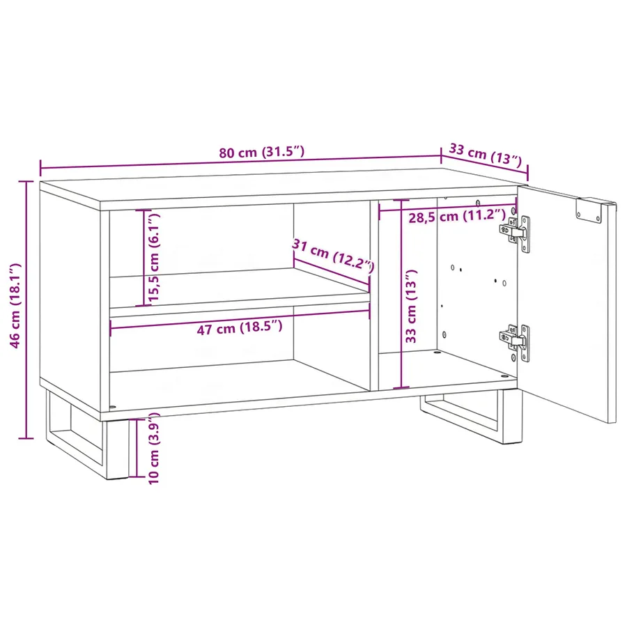 Unites TV Marron 80 x 33 x 46 cm Bois d'ingénierie - 11
