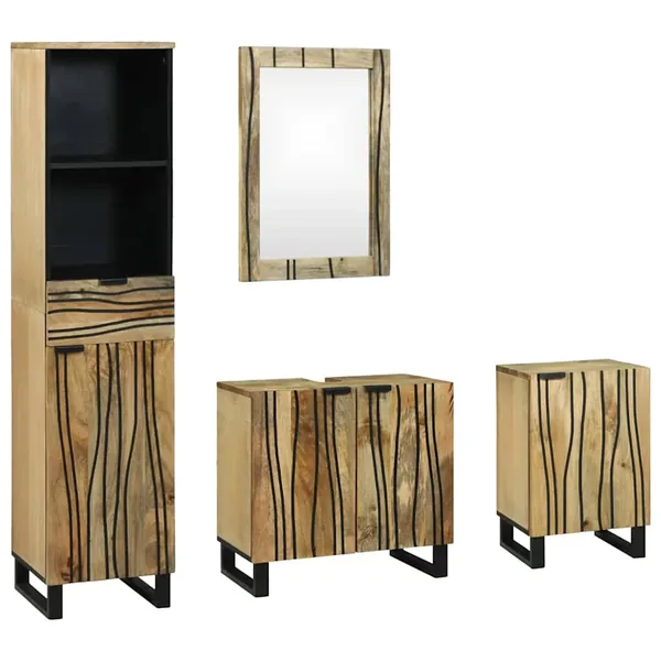 Ensemble de mobilier de salle de bain avec tiroir 4 pcs Marron