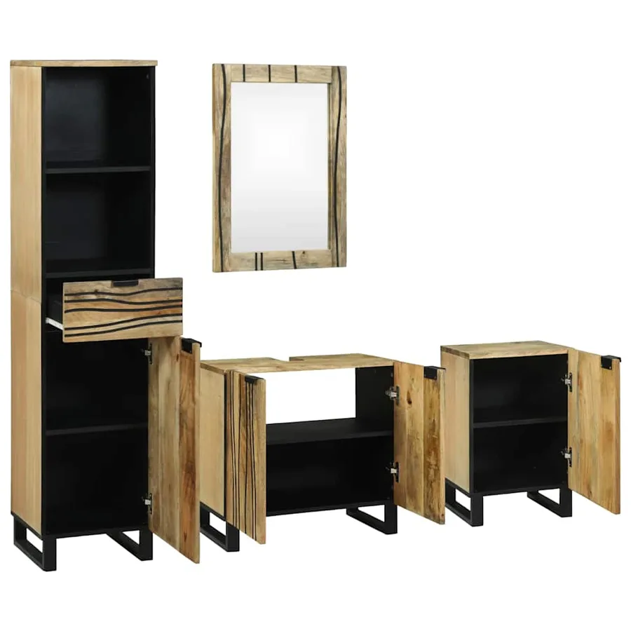 Ensemble de mobilier de salle de bain avec tiroir 4 pcs Marron - 2