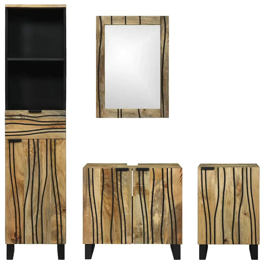Ensemble de mobilier de salle de bain avec tiroir 4 pcs Marron - 7