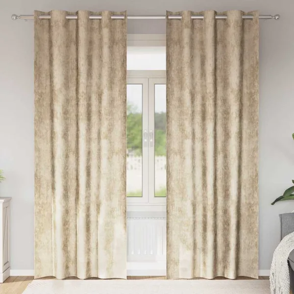 Rideaux en velours 2 pcs Crème 245 x 140 cm Velours