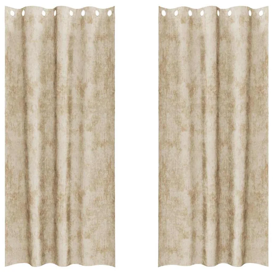 Rideaux en velours 2 pcs Crème 245 x 140 cm Velours - 2