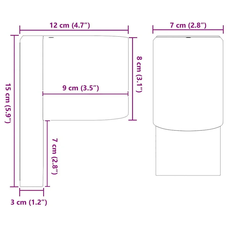 Applique Murale Extérieure 2 pcs Noir 12 x 7 x 15 cm - 12