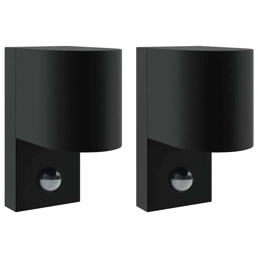 Applique Murale Extérieure 2 pcs Noir 12 x 7 x 15 cm - 2