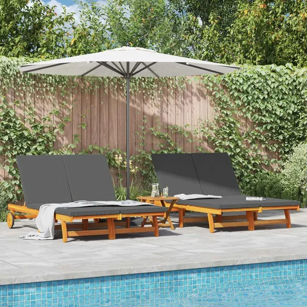 Transat Marron 125 x 200 x 84 cm Bois d'Acacia Massif