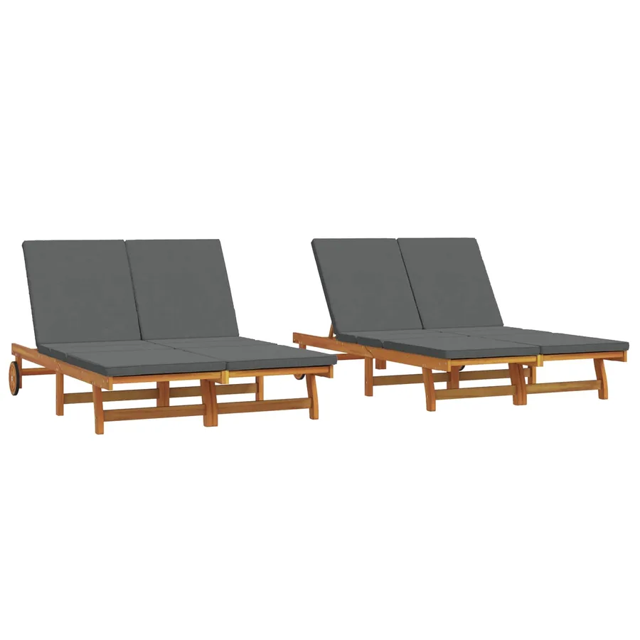 Transat Marron 125 x 200 x 84 cm Bois d'Acacia Massif - 2