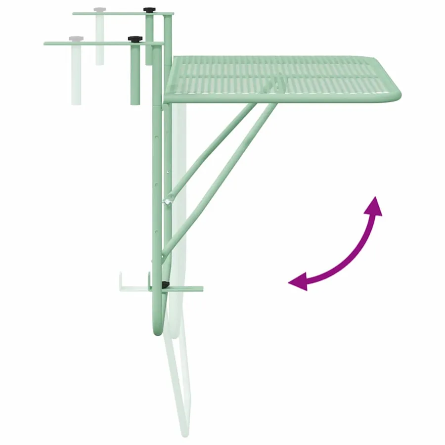 Table Suspendue de Balcon Vert menthe 60 x 39 x 65 cm Acier - 8