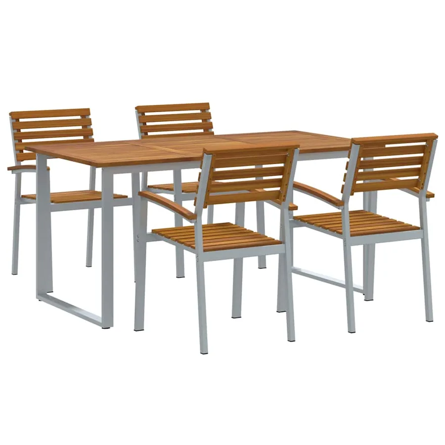 Ensemble de salle à manger pour jardin 5 pcs Gris - 2
