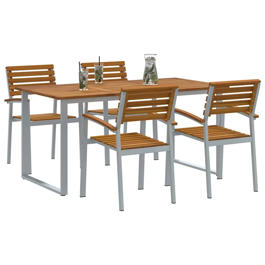 Ensemble de salle à manger pour jardin 5 pcs Gris - 3