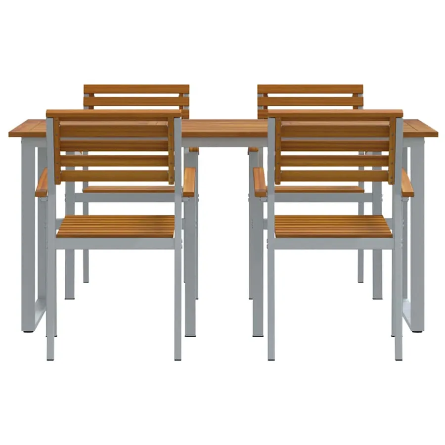 Ensemble de salle à manger pour jardin 5 pcs Gris - 7