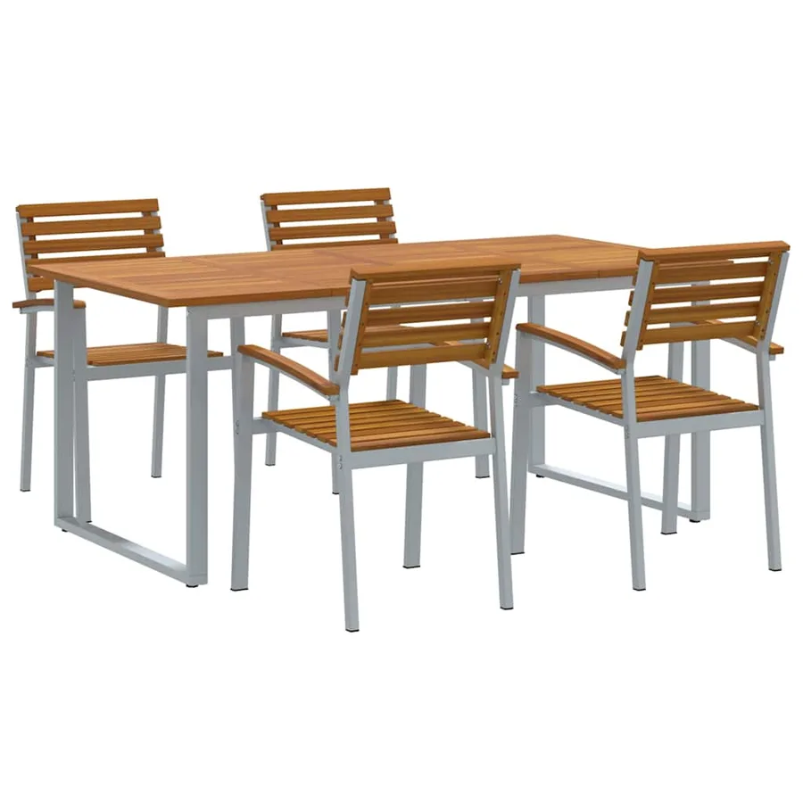 Ensemble de salle à manger pour jardin 5 pcs Gris - 2