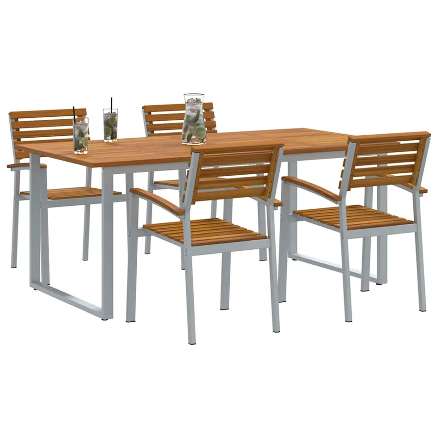 Ensemble de salle à manger pour jardin 5 pcs Gris - 3