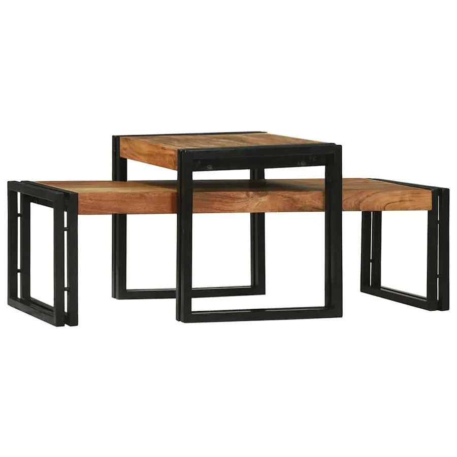 Table basse 2 pcs Marron 48 x 40 x 40 cm Bois d'Acacia Massif - 2