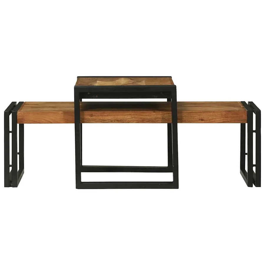 Table basse 2 pcs Marron 48 x 40 x 40 cm Bois d'Acacia Massif - 5