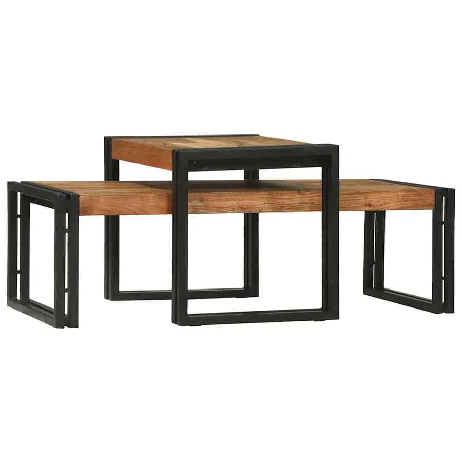 Table basse 2 pcs Marron 48 x 40 x 40 cm Bois d'Acacia Massif - 6