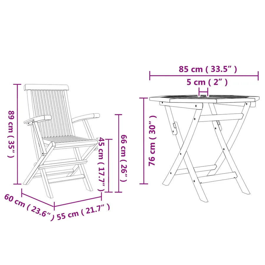 Ensemble de salle à manger pour jardin 3 pcs Marron - 12