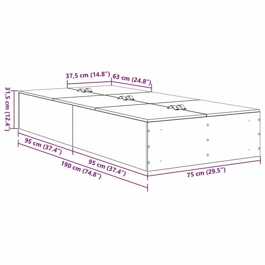 Cadre de lit avec rangement Gris Sonoma 70 x 190 cm - 12