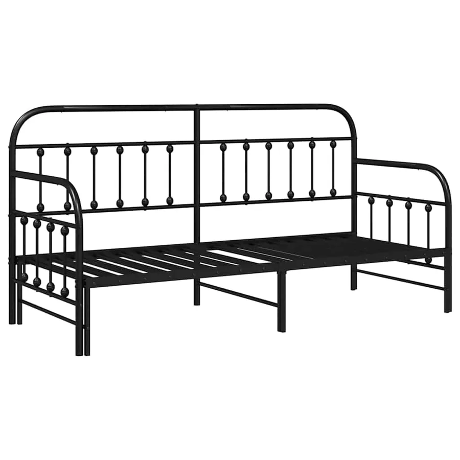 Cadre de lit de jour Noir 80 x 200 cm Acier enduit de poudre - 4