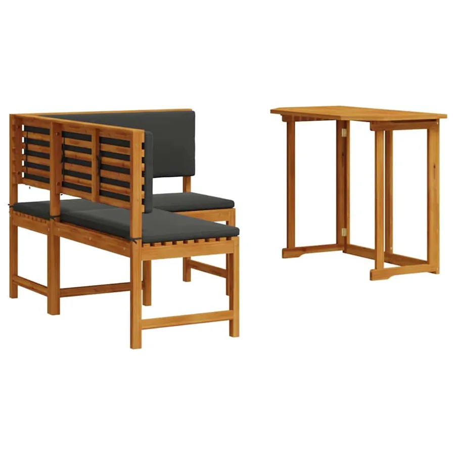 Ensemble de banc de jardin 2 pcs Marron Bois d'Acacia Massif - 2