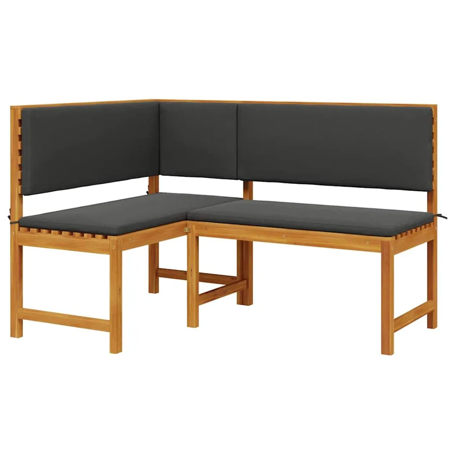 Ensemble de banc de jardin 2 pcs Marron Bois d'Acacia Massif - 4