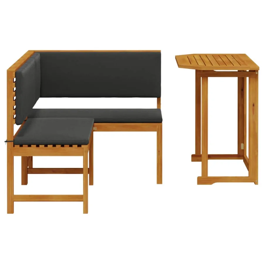 Ensemble de banc de jardin 2 pcs Marron Bois d'Acacia Massif - 6