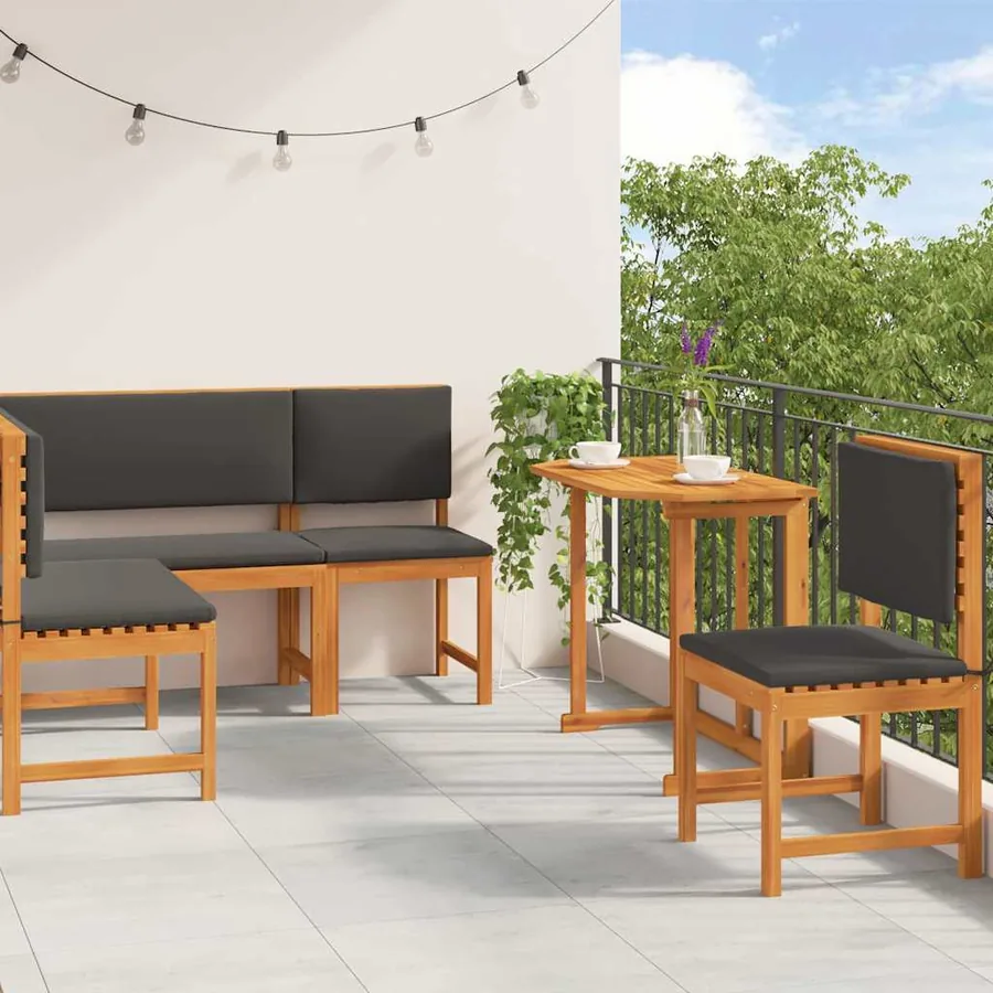 Ensemble de banc de jardin 4 pcs Marron Bois d'Acacia Massif