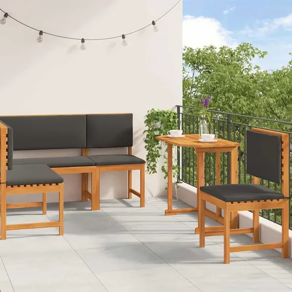 Ensemble de banc de jardin 4 pcs Marron Bois d'Acacia Massif