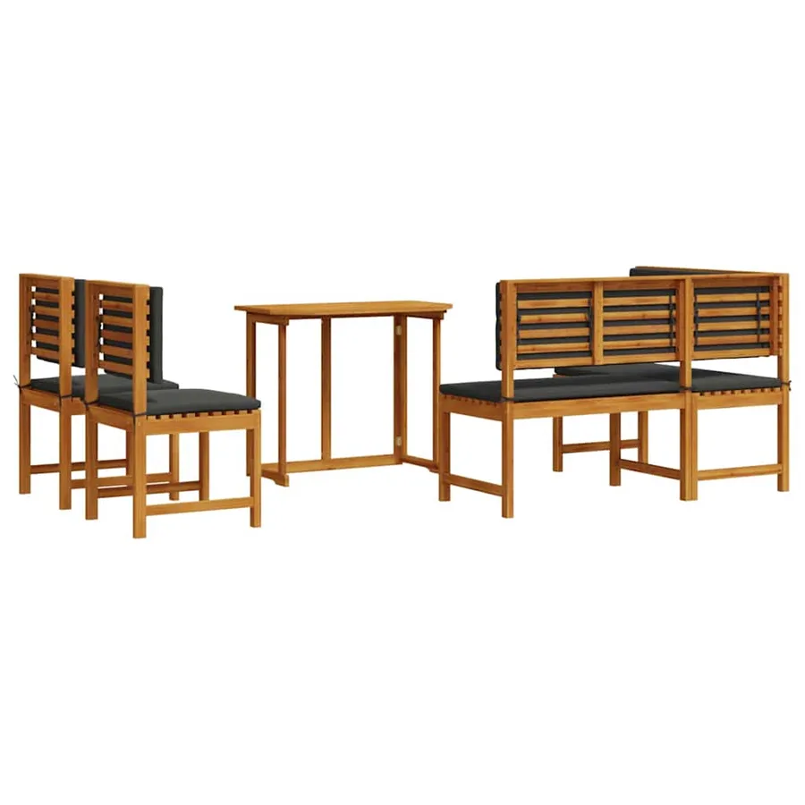 Ensemble de banc de jardin 4 pcs Marron Bois d'Acacia Massif - 10