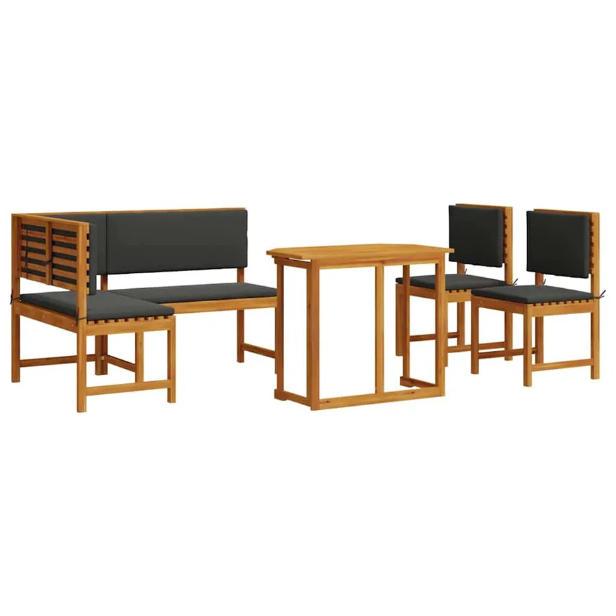 Ensemble de banc de jardin 4 pcs Marron Bois d'Acacia Massif - 2