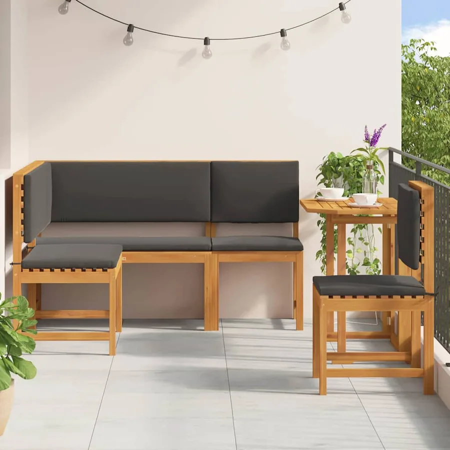 Ensemble de banc de jardin 4 pcs Marron Bois d'Acacia Massif - 4