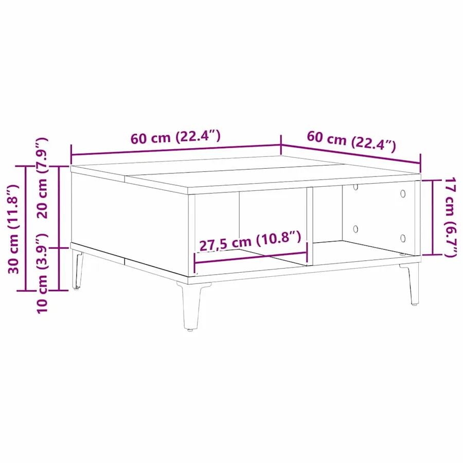 Table basse Chêne noir 60 x 60 x 30 cm - 11