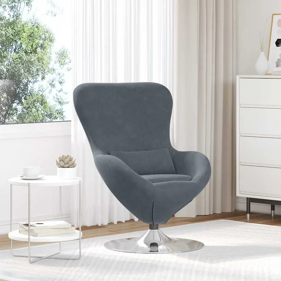Fauteuil œuf Gris foncé Velours