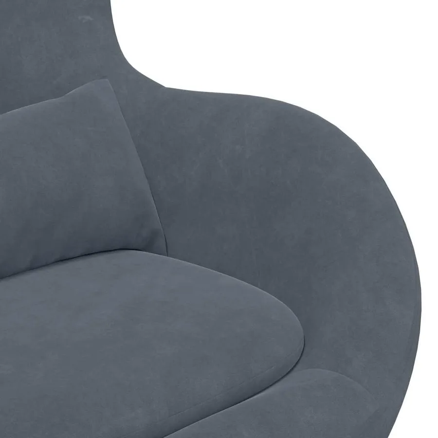 Fauteuil œuf Gris foncé Velours - 7