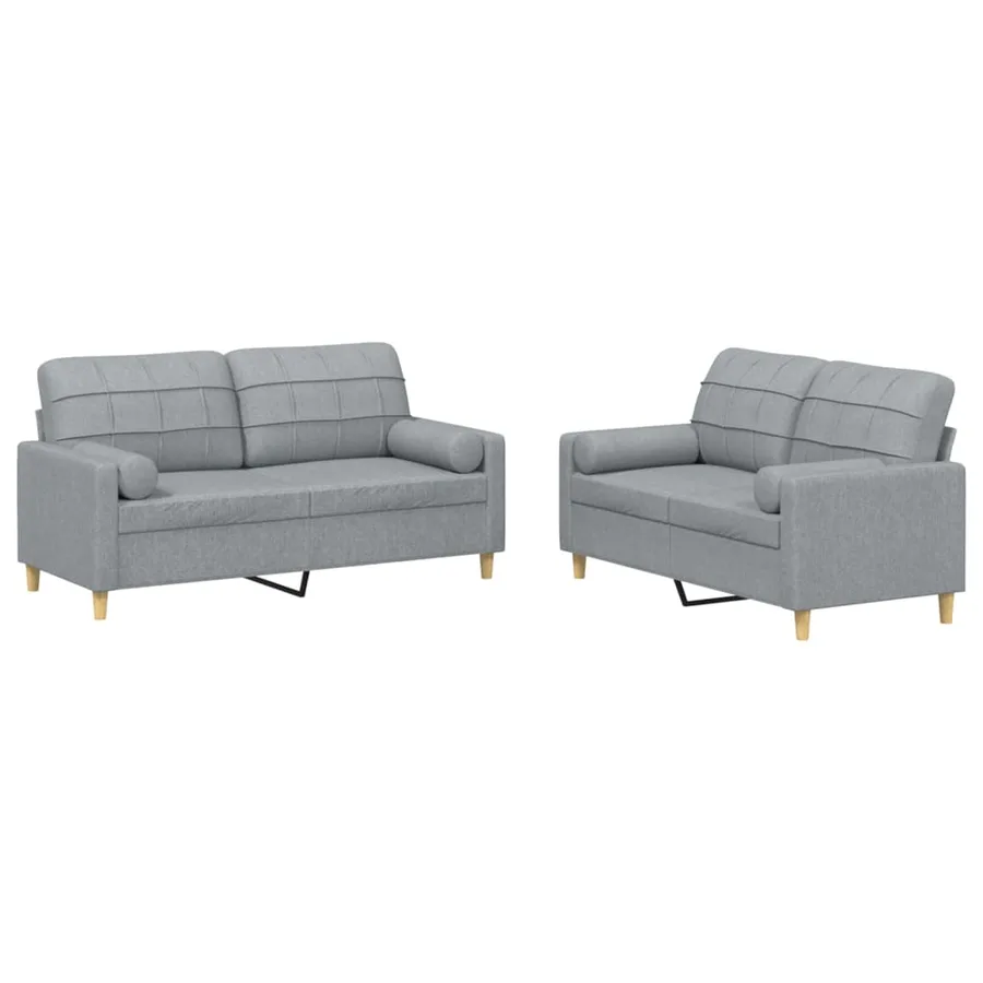 Ensemble de canapés 2 pcs coussins gris clair tissu - 2
