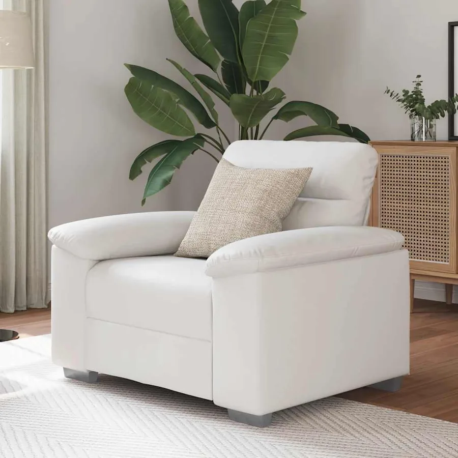 Fauteuil canapé blanc 100x81x84 cm en similicuir