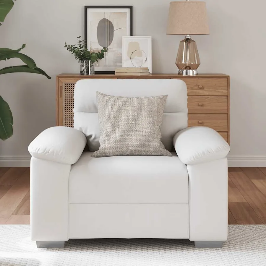 Fauteuil canapé blanc 100x81x84 cm en similicuir - 3