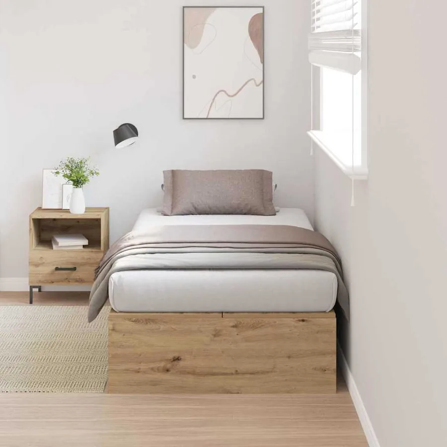 Cadre de lit avec rangement Chêne artisanal 90 x 200 cm