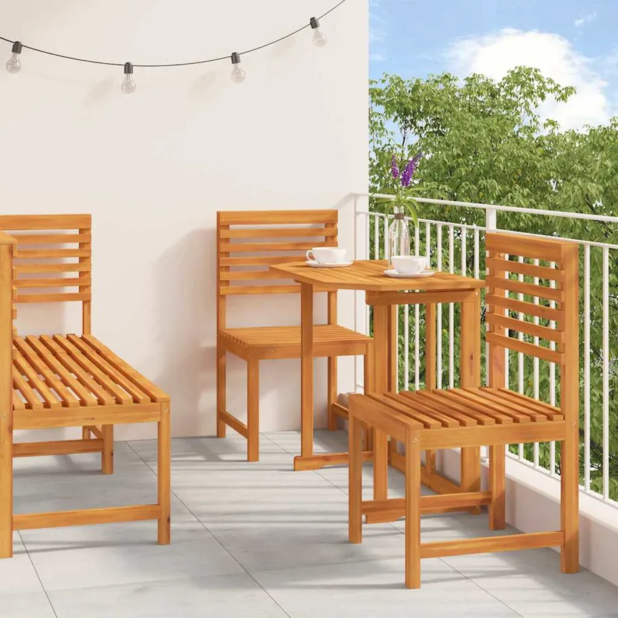Ensemble bistro de jardin 5 pcs Marron Bois d'Acacia Massif