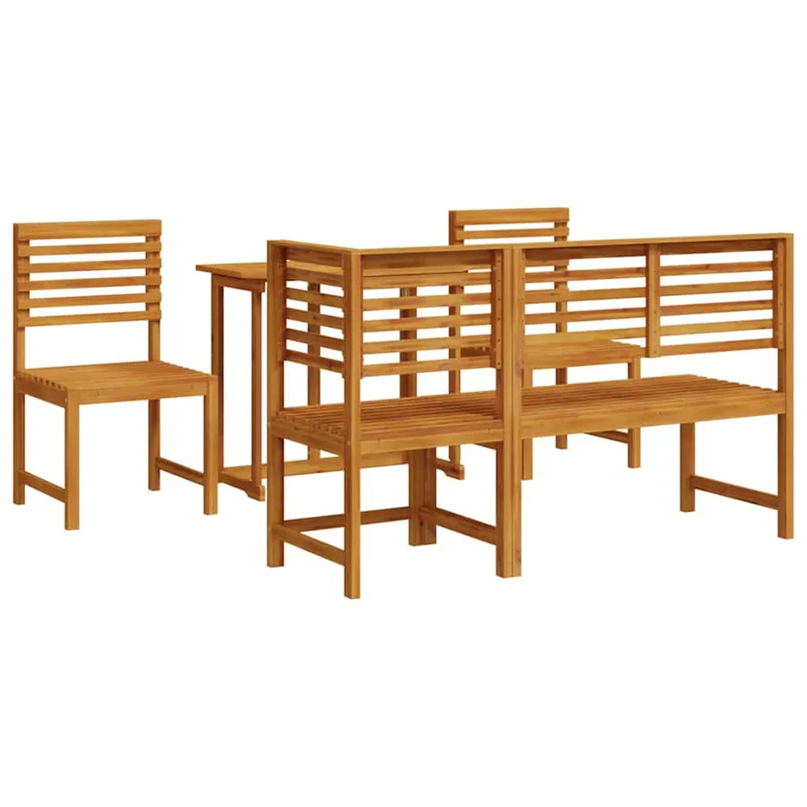 Ensemble bistro de jardin 5 pcs Marron Bois d'Acacia Massif - 2