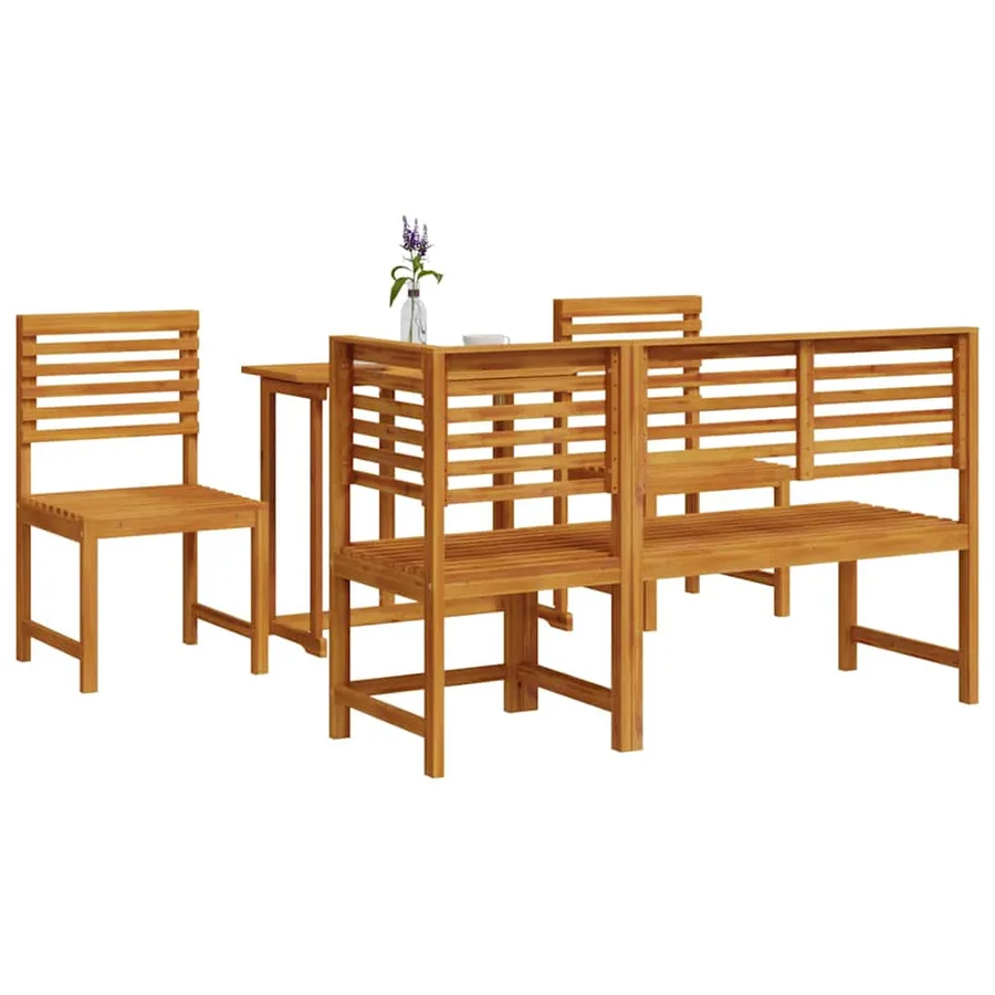 Ensemble bistro de jardin 5 pcs Marron Bois d'Acacia Massif - 3