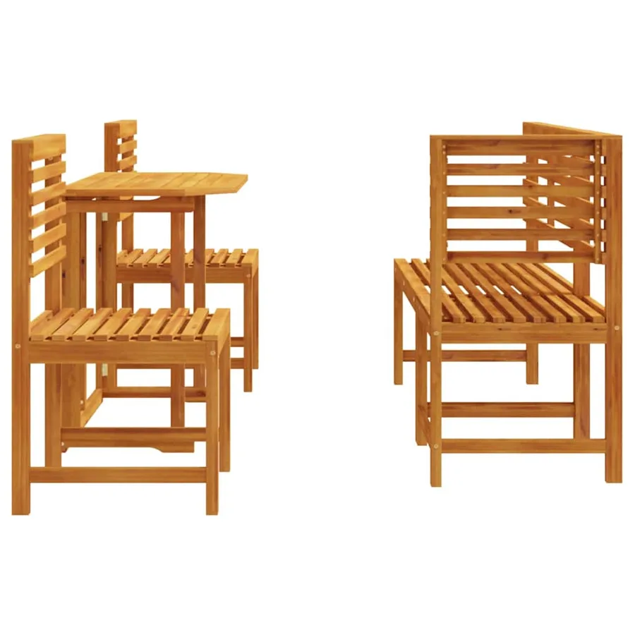 Ensemble bistro de jardin 5 pcs Marron Bois d'Acacia Massif - 9