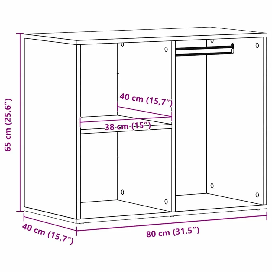 Cabinet de Cosmétiques avec étagère Chêne noir 80 x 40 x 65 cm - 10