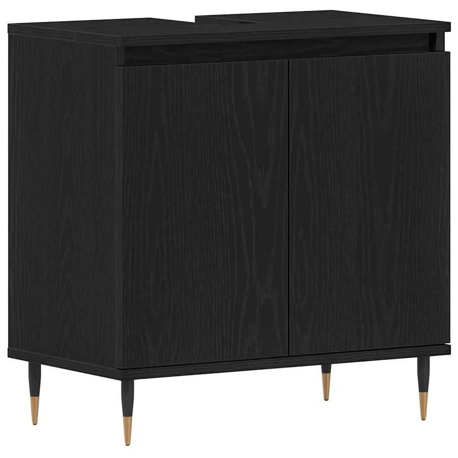 Meuble de Lavabo de Salle de Bain Chêne noir 58 x 33 x 60 cm - 2
